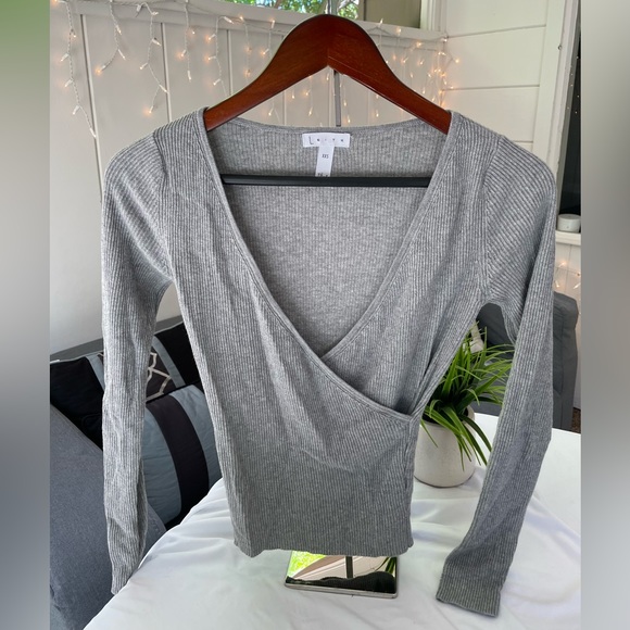 Leith Women Gray Long Sleeve Top XXS - Picture 1 of 4